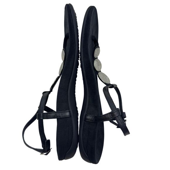 Vionic Lizbeth Black Silver Metal Embellished T-Strap Orthotic Sandals Women's 9 - Picture 4 of 7